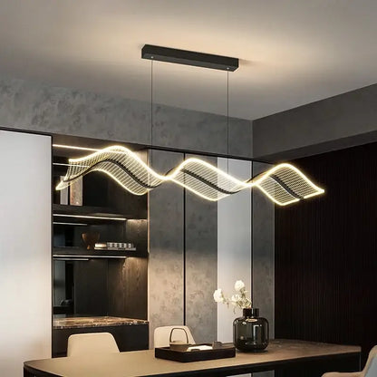 Modern white led wave pendant light for living room kitchen decor