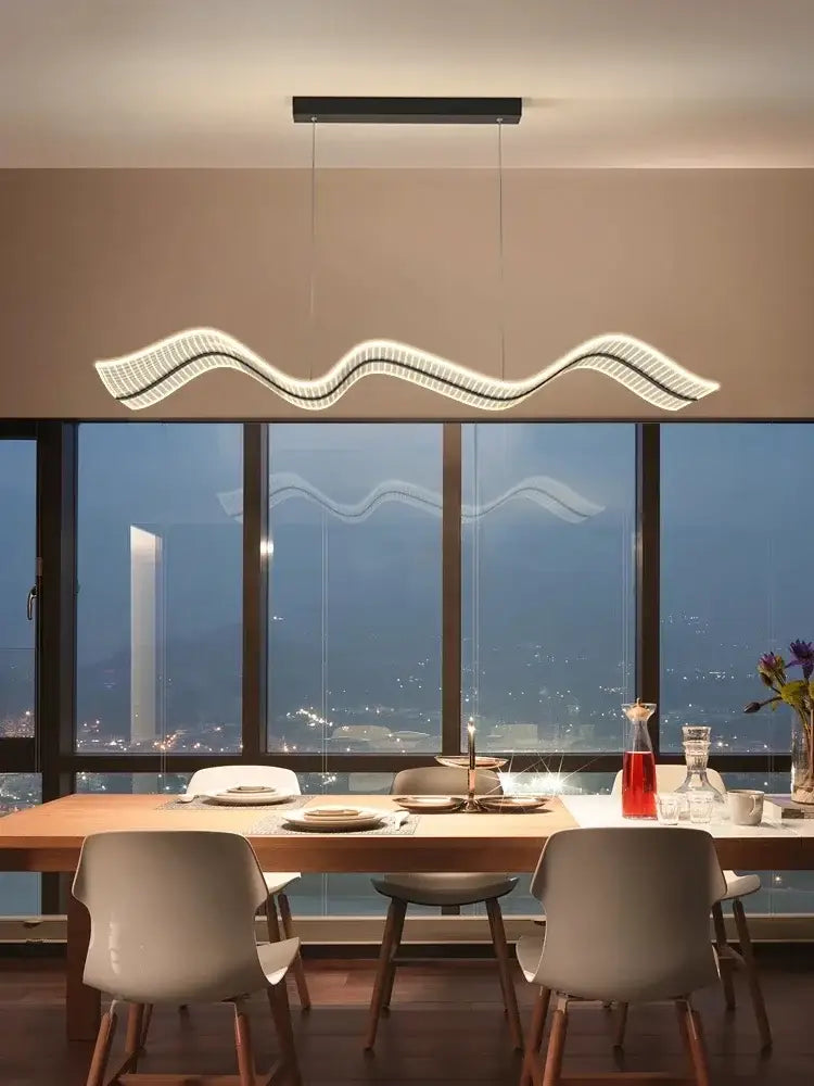 Modern white led wave pendant light for living room kitchen decor