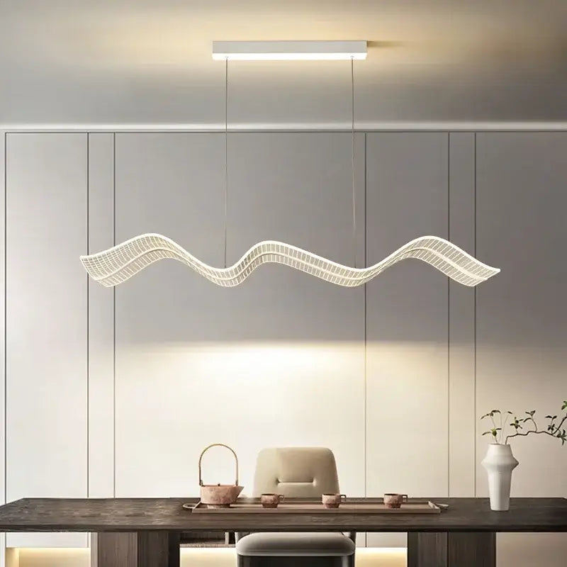 Modern white led wave pendant light for living room kitchen decor