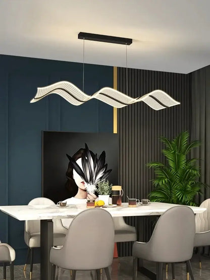 Modern white led wave pendant light for living room kitchen decor