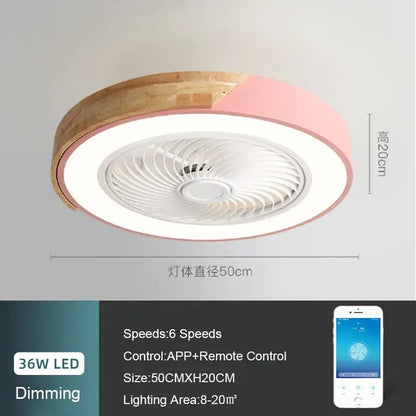 Modern white & light wood 52cm ceiling fan light – living room