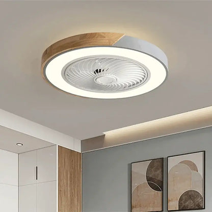 Modern white & light wood 52cm ceiling fan light – living room