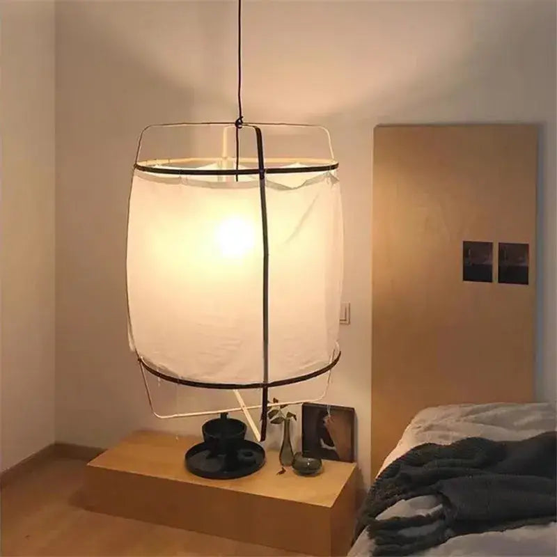 Modern white linen cotton pendant lamp kitchen island lighting