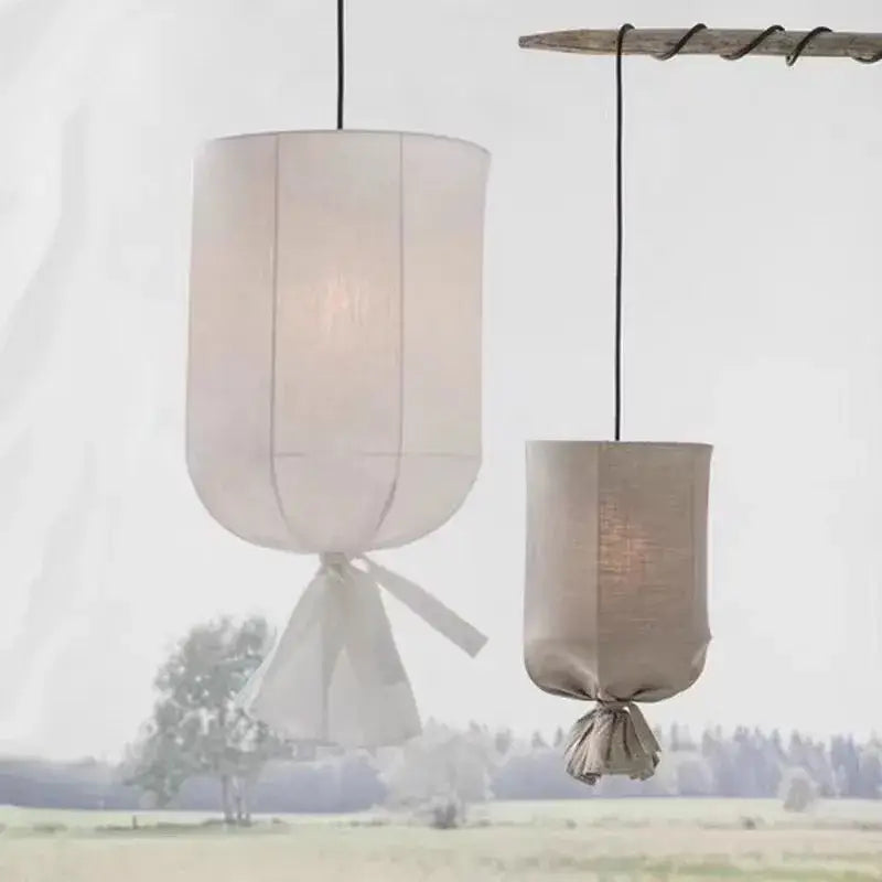 Modern white linen cotton pendant lamp kitchen island lighting