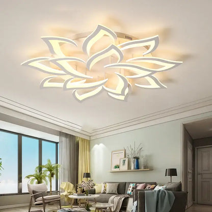Modern white lotus flower ceiling light chandelier living room