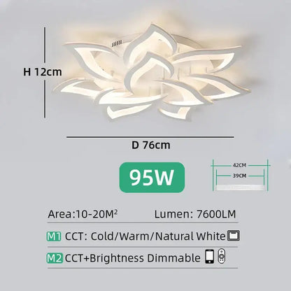 Modern white lotus flower ceiling light chandelier living room