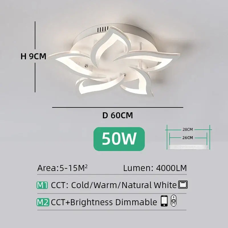 Modern white lotus flower ceiling light chandelier living room