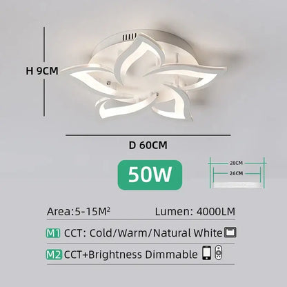 Modern white lotus flower ceiling light chandelier living room