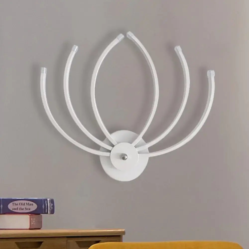 Modern white lotus wall sconce bedroom led curved light
