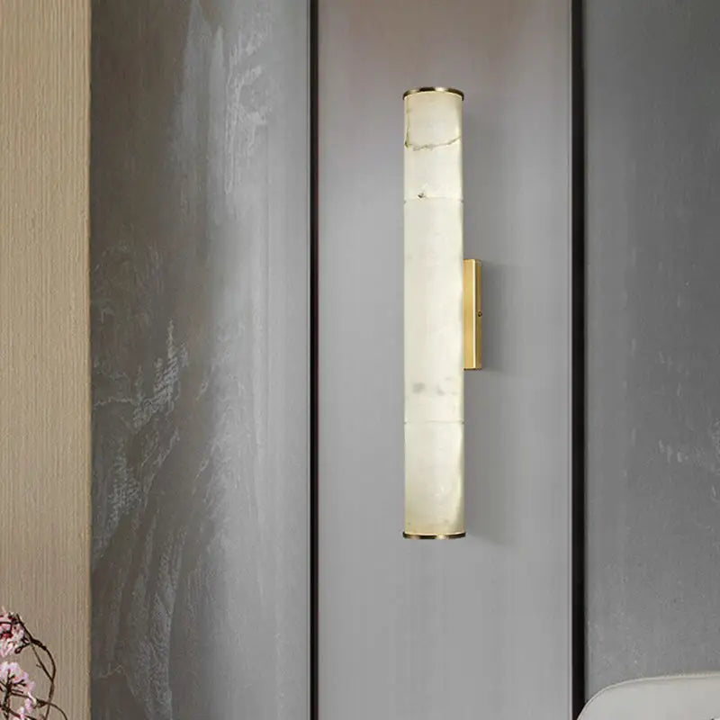 Modern white marble and brass wall lamp living room sconce