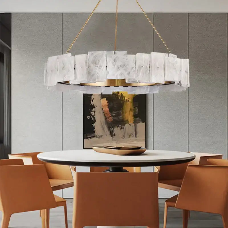 Modern white marble and gold cloud mist glass pendant lights dining room