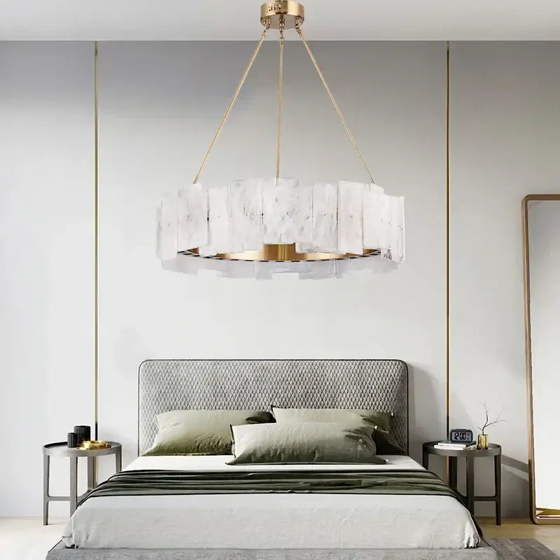 Modern white marble and gold cloud mist glass pendant lights dining room