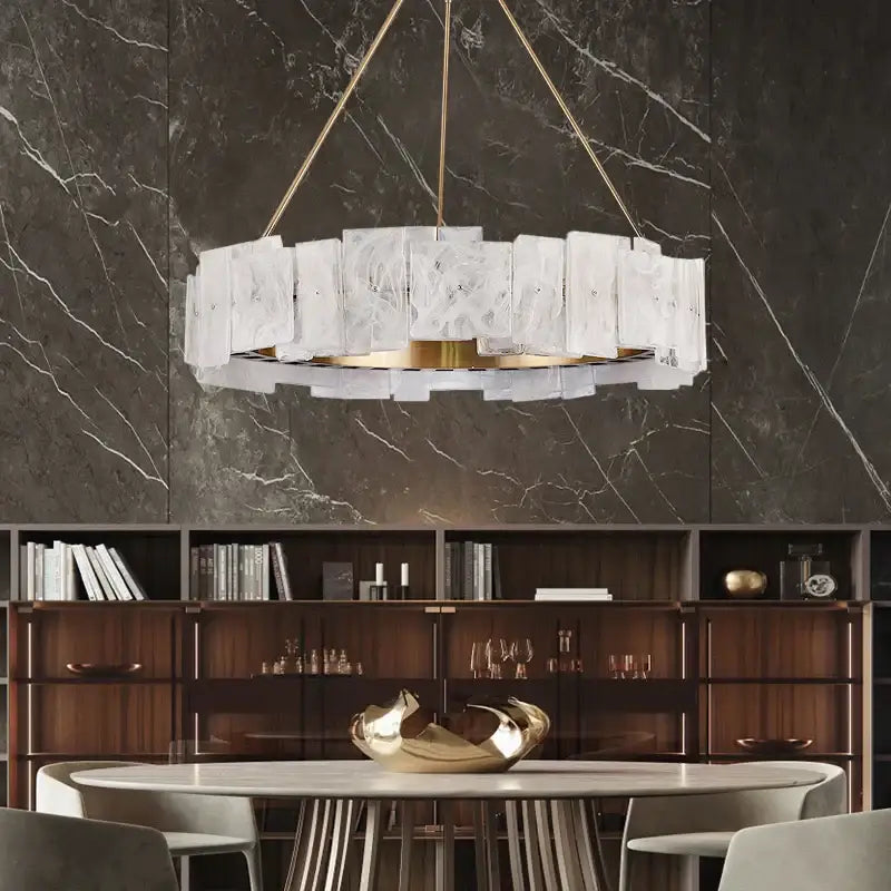 Modern white marble and gold cloud mist glass pendant lights dining room