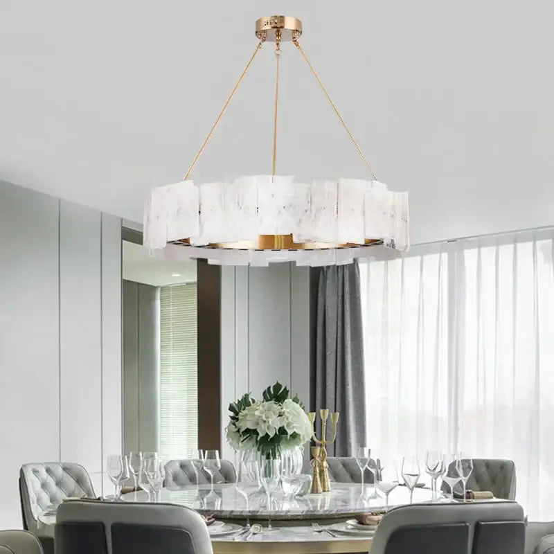 Modern white marble and gold cloud mist glass pendant lights dining room