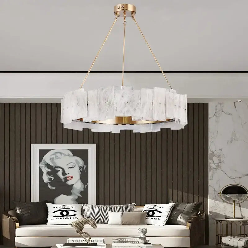 Modern white marble and gold cloud mist glass pendant lights dining room