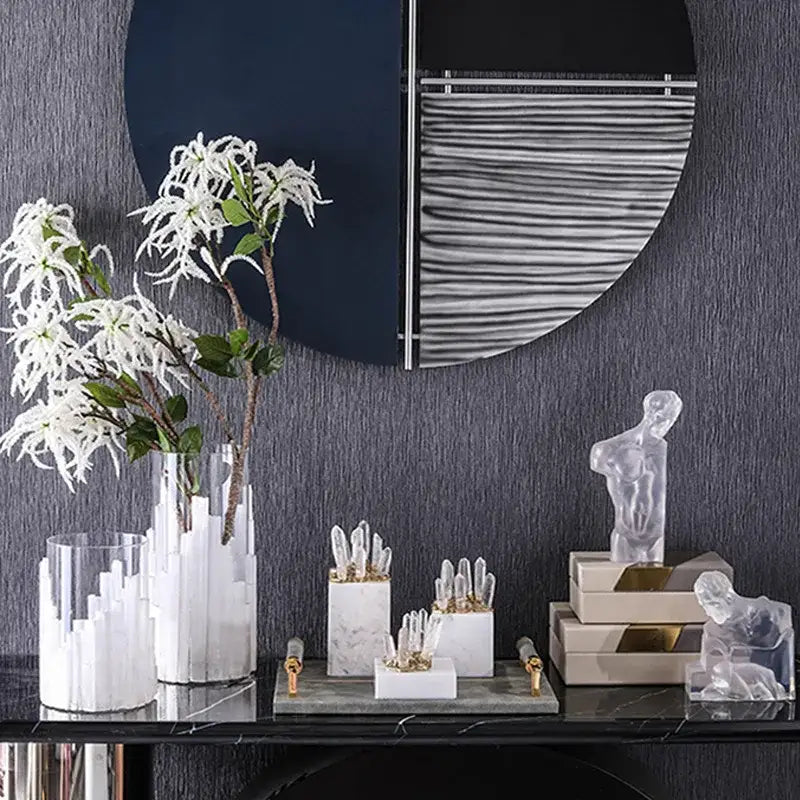 Modern white marble crystal stone sculpture living room decor
