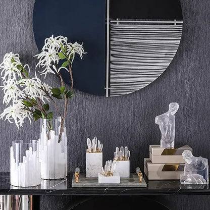 Modern white marble crystal stone sculpture living room decor
