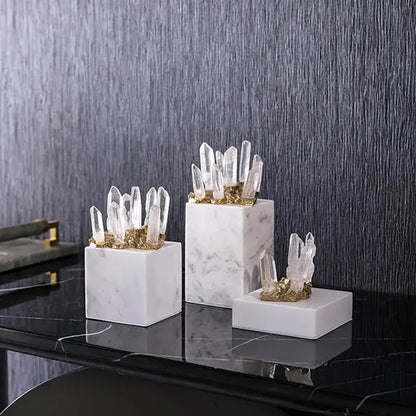 Modern white marble crystal stone sculpture living room decor