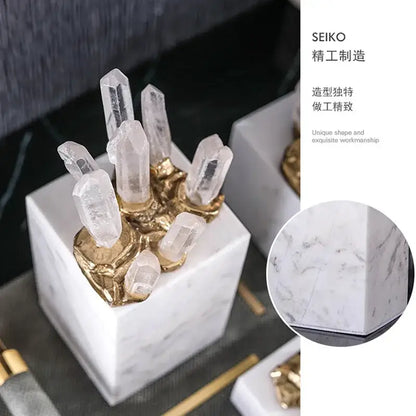 Modern white marble crystal stone sculpture living room decor