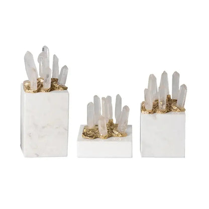 Modern white marble crystal stone sculpture living room decor