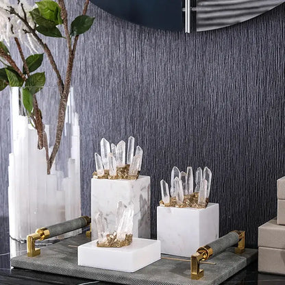 Modern white marble crystal stone sculpture living room decor