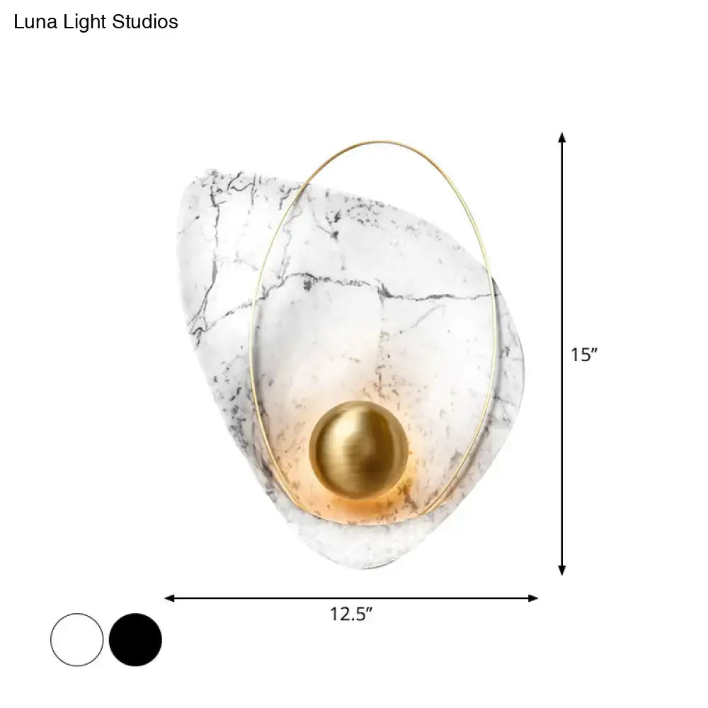 Modern white marble & gold teardrop wall lamp living room sconce