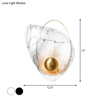 Modern white marble & gold teardrop wall lamp living room sconce