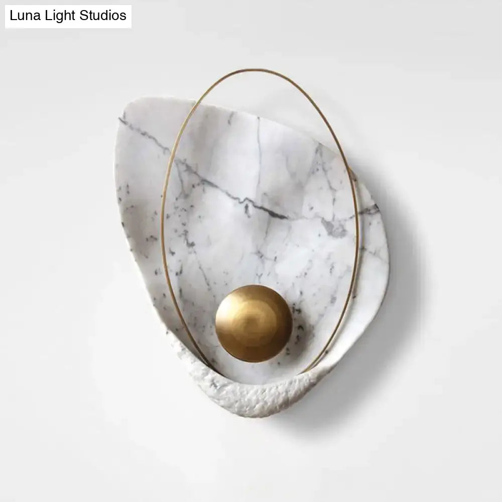 Modern white marble & gold teardrop wall lamp living room sconce