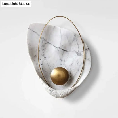 Modern white marble & gold teardrop wall lamp living room sconce