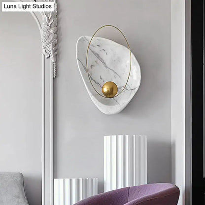 Modern white marble & gold teardrop wall lamp living room sconce