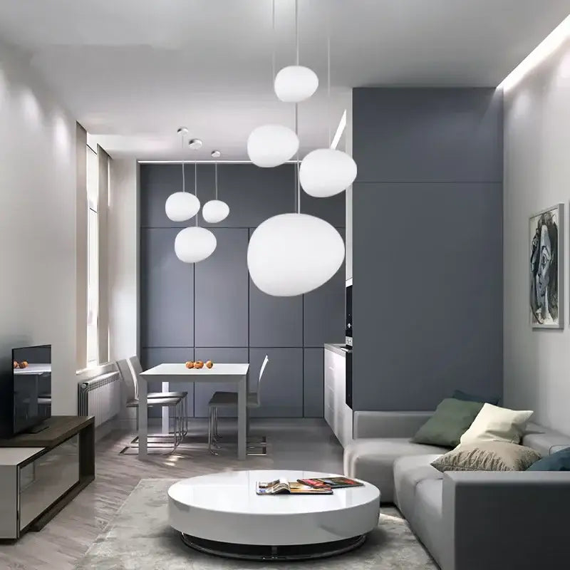 Modern white matte glass pendant lights for living room