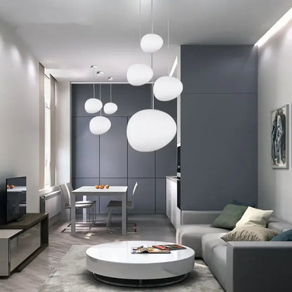 Modern white matte glass pendant lights for living room