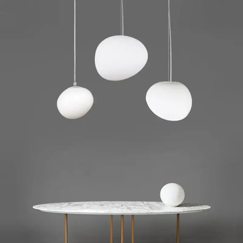 Modern white matte glass pendant lights for living room