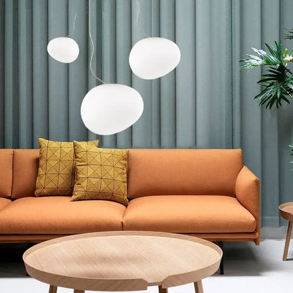Modern white matte glass pendant lights for living room