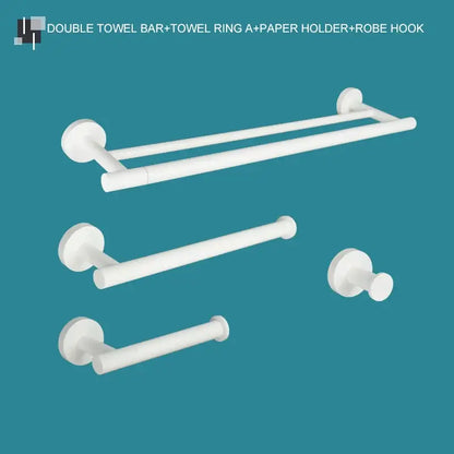 Modern white matte metal bathroom accessory set – bathroom