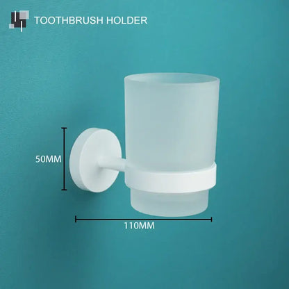 Modern white matte metal bathroom accessory set – bathroom