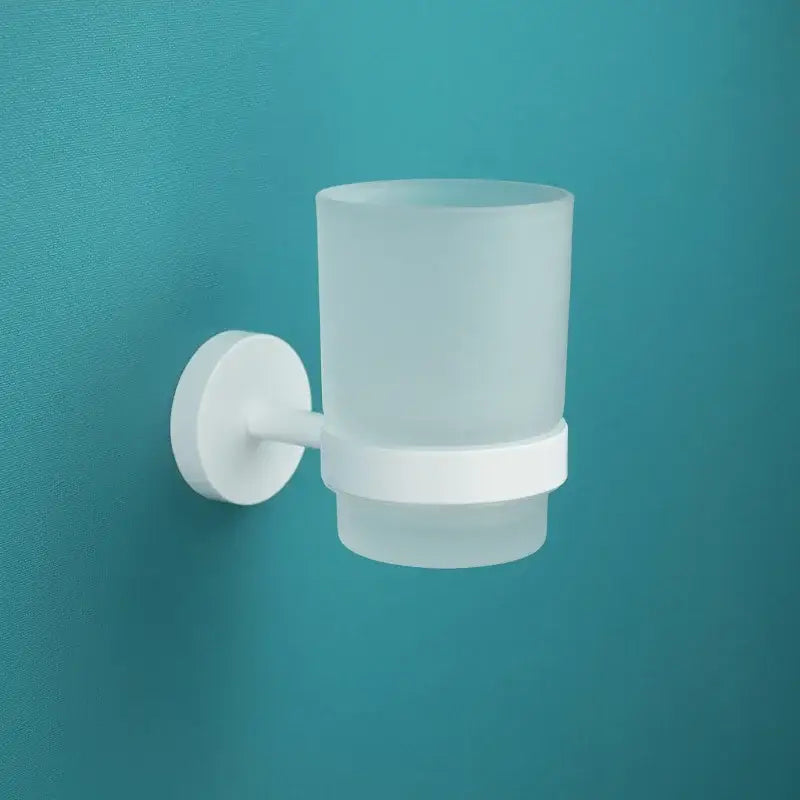 Modern white matte metal bathroom accessory set – bathroom