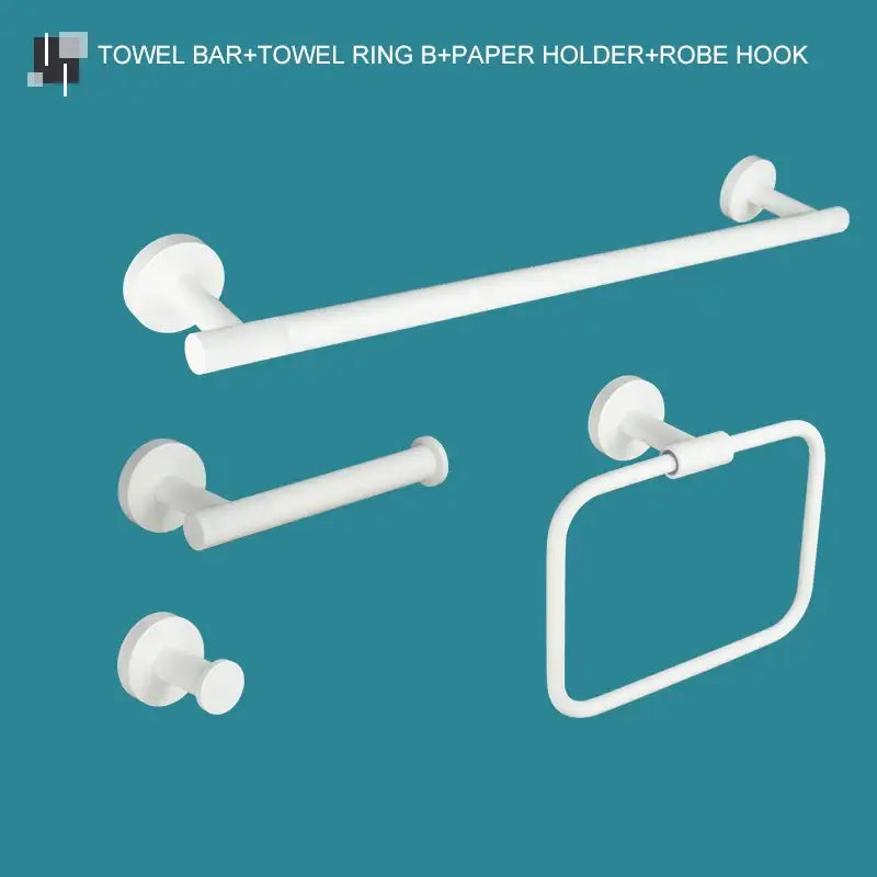 Modern white matte metal bathroom accessory set – bathroom