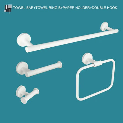 Modern white matte metal bathroom accessory set – bathroom