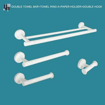 Modern white matte metal bathroom accessory set – bathroom