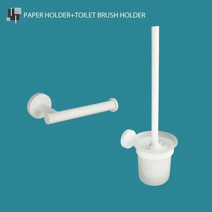 Modern white matte metal bathroom accessory set – bathroom