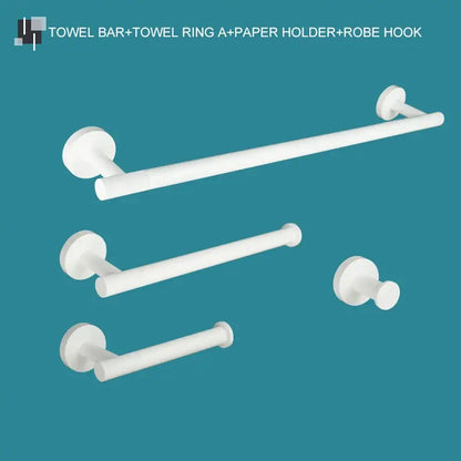 Modern white matte metal bathroom accessory set – bathroom