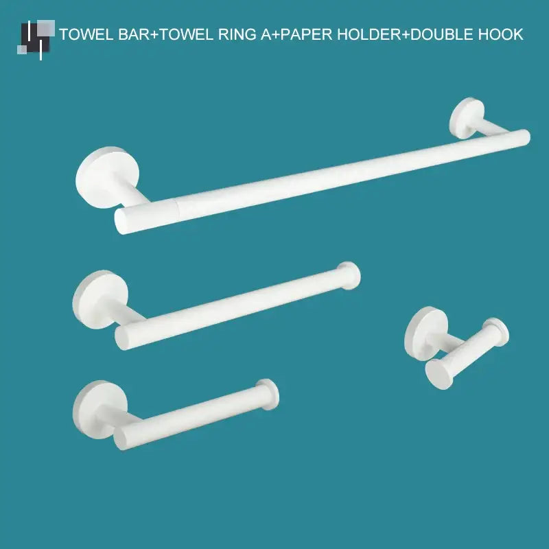 Modern white matte metal bathroom accessory set – bathroom
