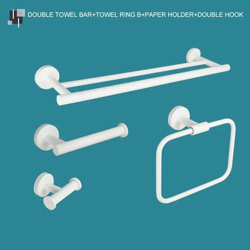Modern white matte metal bathroom accessory set – bathroom