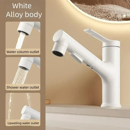 Modern white matte pull-out faucet kitchen single handle tap