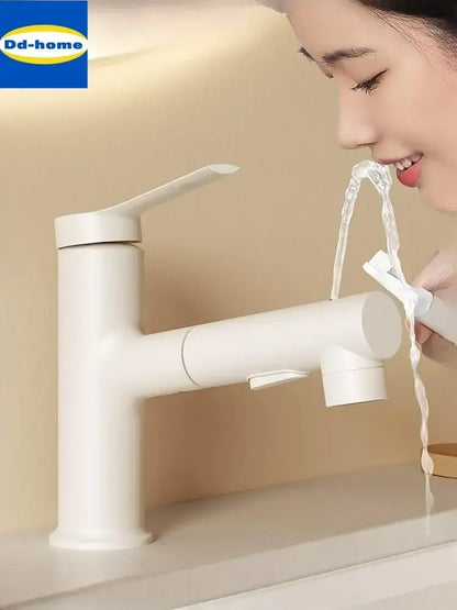 Modern white matte pull-out faucet kitchen single handle tap