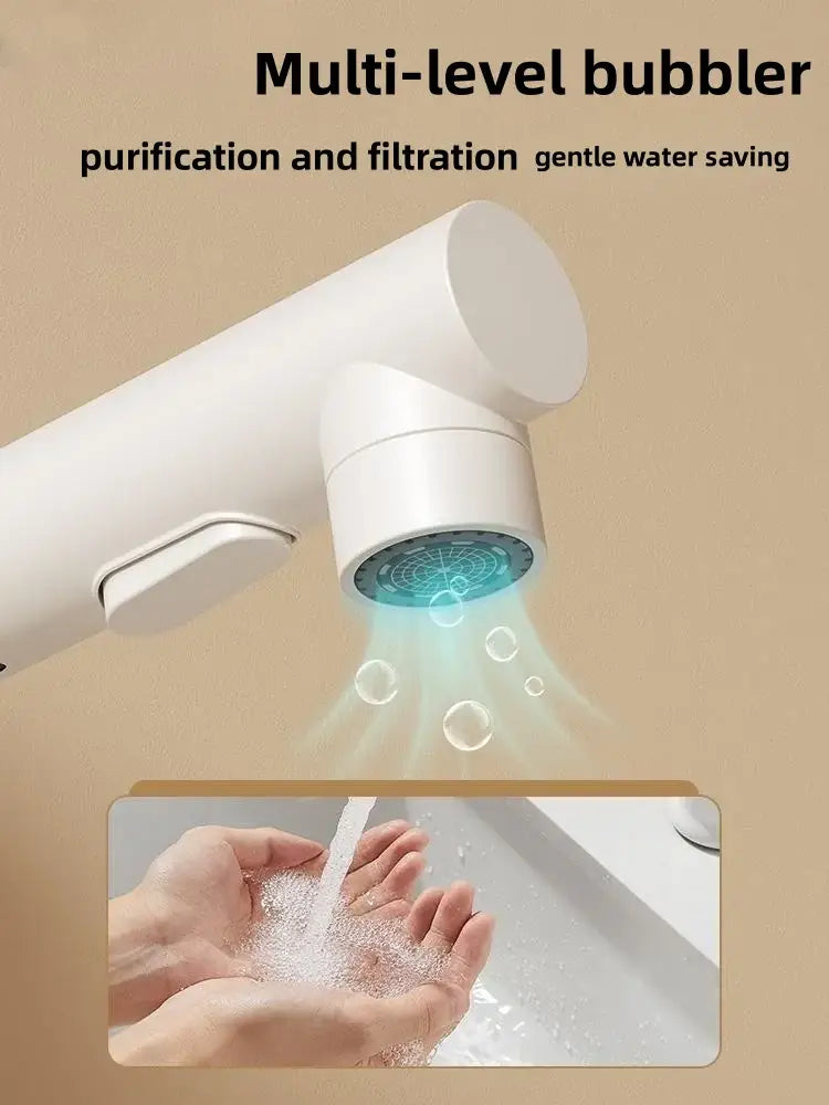 Modern white matte pull-out faucet kitchen single handle tap