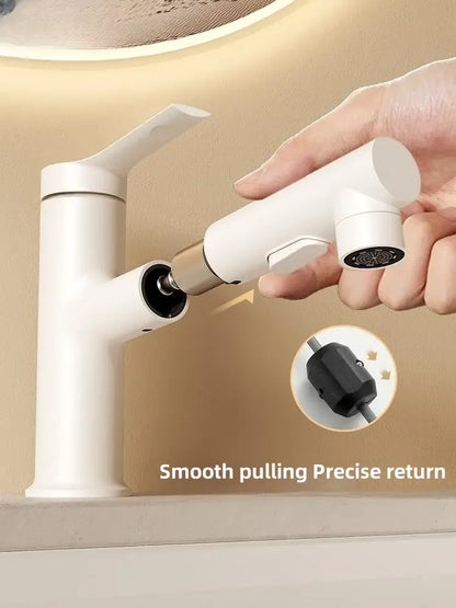 Modern white matte pull-out faucet kitchen single handle tap