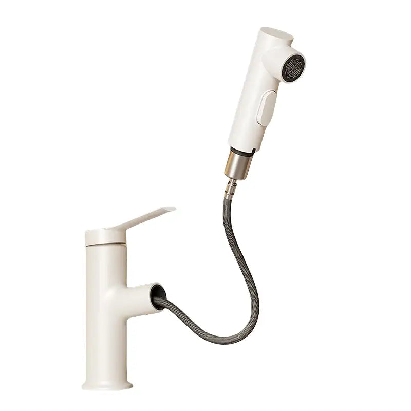 Modern white matte pull-out faucet kitchen single handle tap