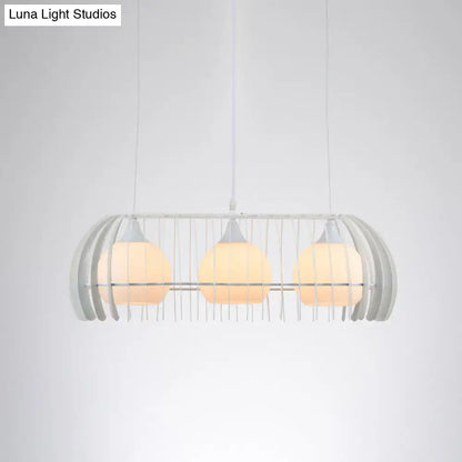 Modern white metal 3 head globe pendant – dining room island light